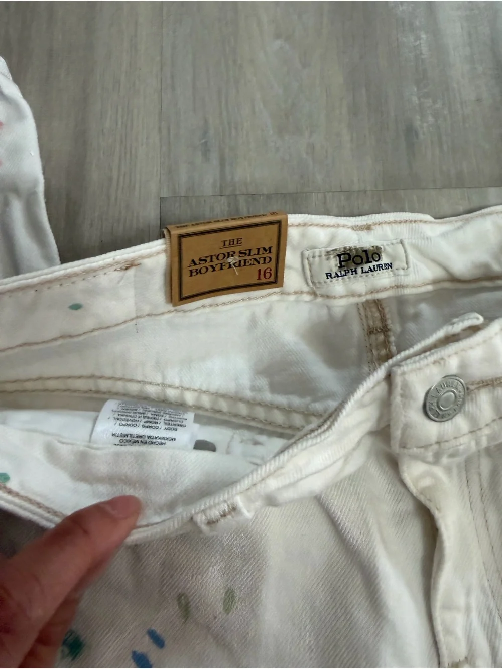Ralph Lauren White Paint-Splatter Girls Jeans
